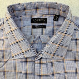 Lauren Ralph Lauren Mens 4XL Regular Fit Stretch Plaid Button Down Shirt Blue